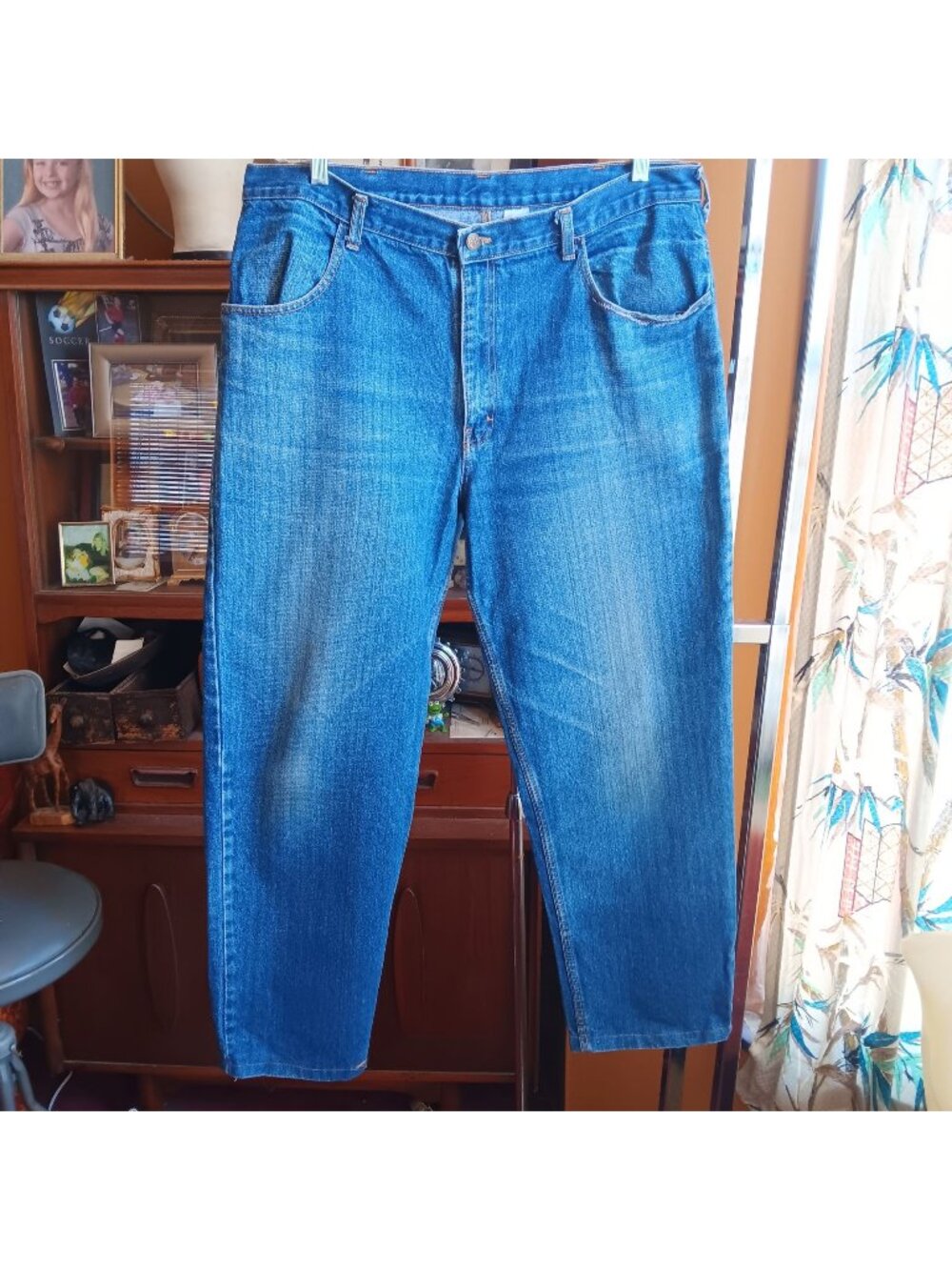 Vintage Mens Jeans 38x29 FIT Vtg 80's Mens RAW INDIGO DENIM Straight JEANS